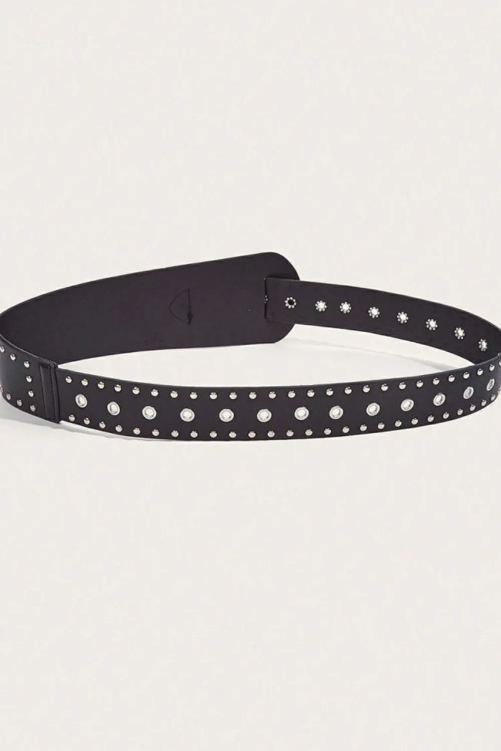 Fashion Dear-Lover Vintage Studded PU Leather Wide Waist Belt Black