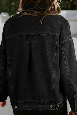 Discount Dear-Lover Washed Oversize Pocketed Denim Jacket Black