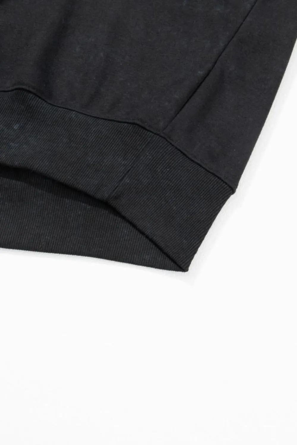 Discount Dear-Lover Washed Snap Buttons Lantern Sleeve Pullover Sweatshirt Black