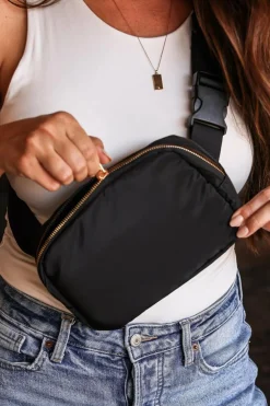 Clearance Dear-Lover Waterproof Zipped Crossbody Chest Bag 20*5*14cm Black