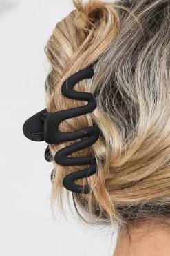 Online Dear-Lover Wave Shape Resin Large Hair Claw Clip Black