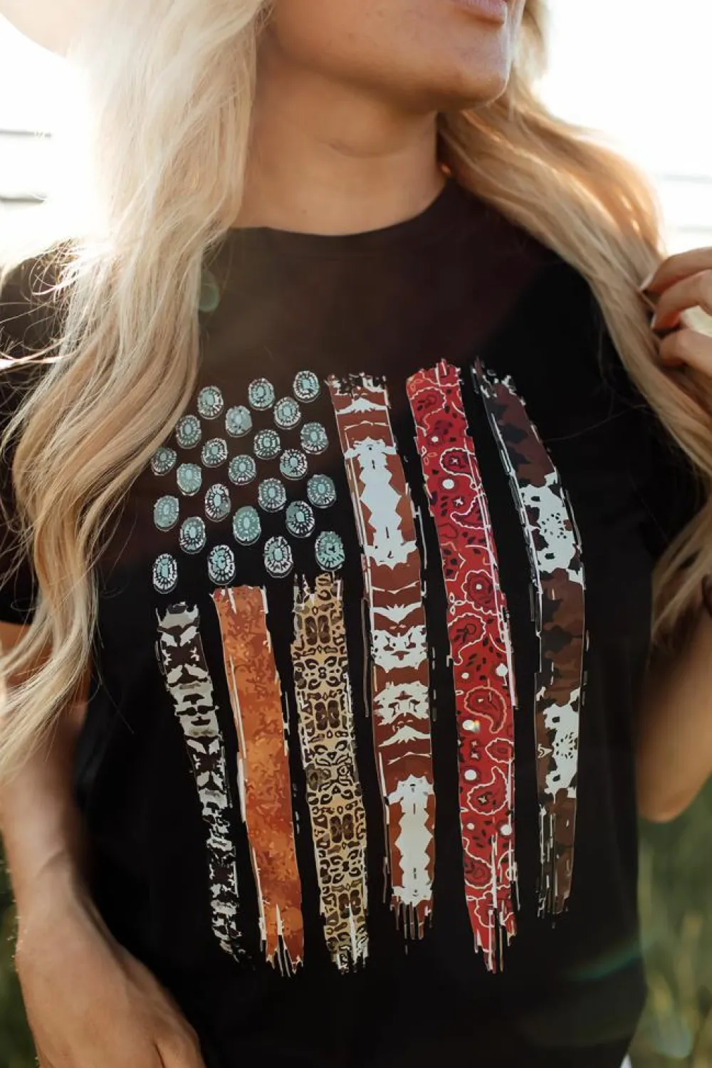 Best Dear-Lover Western American Flag Graphic Tee Black