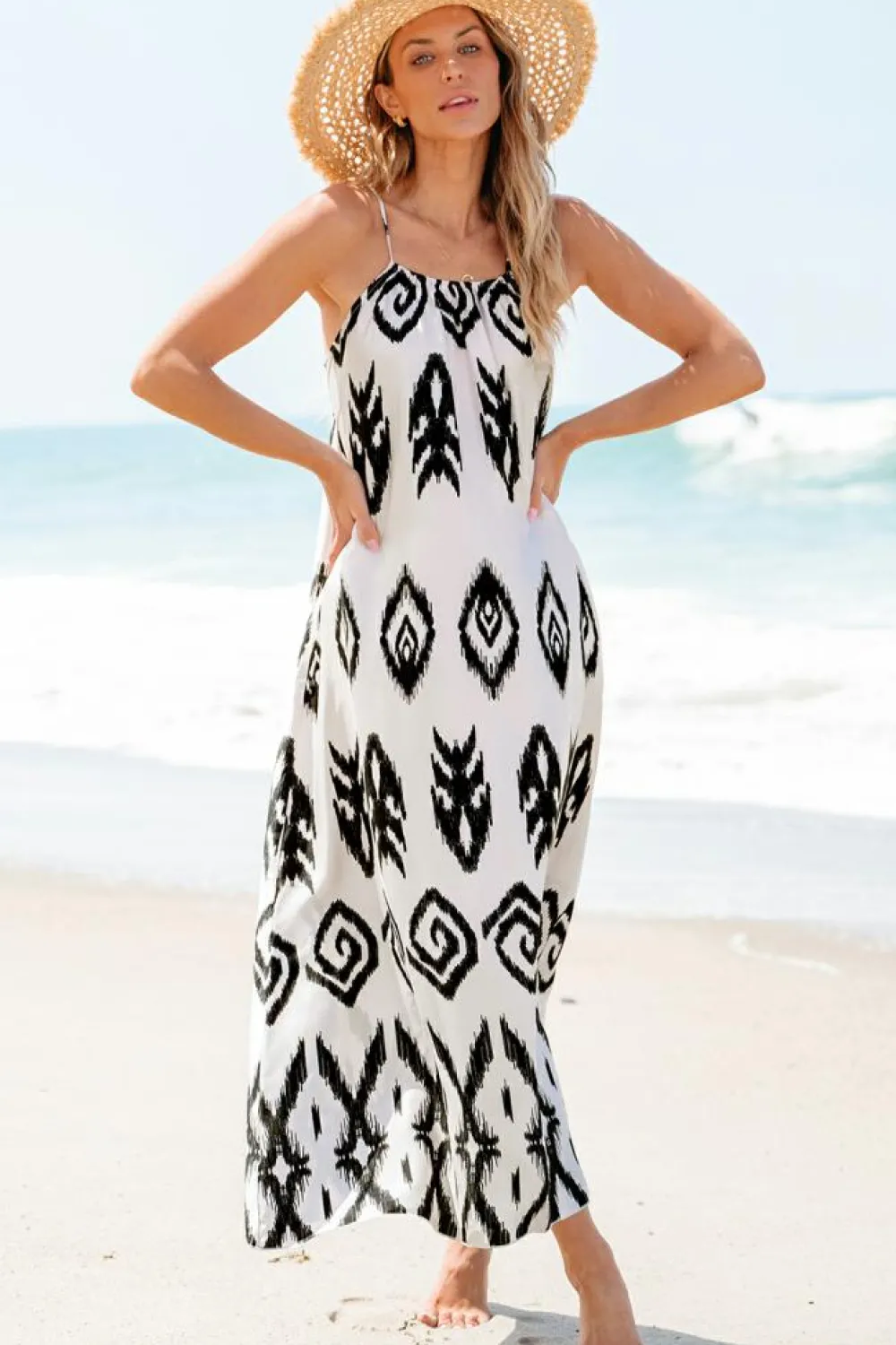 Outlet Dear-Lover Western Aztec Printed Fashion Vacation Sundress Black