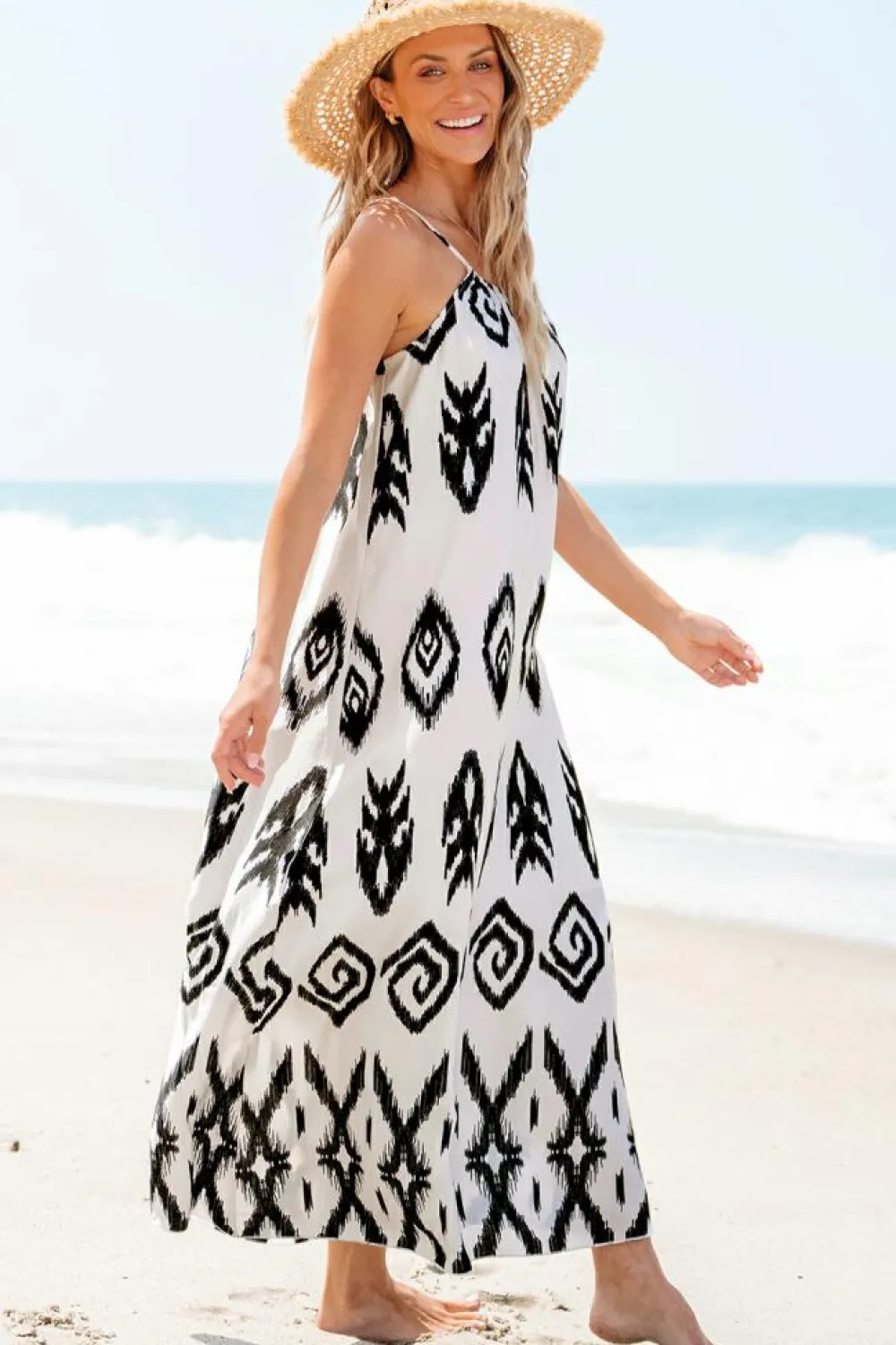 Outlet Dear-Lover Western Aztec Printed Fashion Vacation Sundress Black