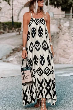 Outlet Dear-Lover Western Aztec Printed Fashion Vacation Sundress Black