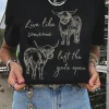 Sale Dear-Lover Western Cow Print Round Neck Casual Tee Black