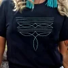 Clearance Dear-Lover Western Fashion Geometric Embroidered T Shirt Black
