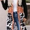 Best Dear-Lover Western Pattern Cow Patchwork Open Front Cardigan Black