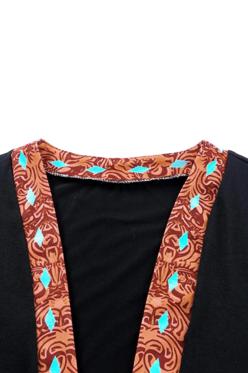 Best Dear-Lover Western Pattern Cow Patchwork Open Front Cardigan Black