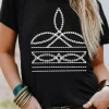 New Dear-Lover Western Pattern Print Slim Fit Crew Neck T Shirt Black