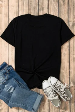 New Dear-Lover Western Pattern Print Slim Fit Crew Neck T Shirt Black