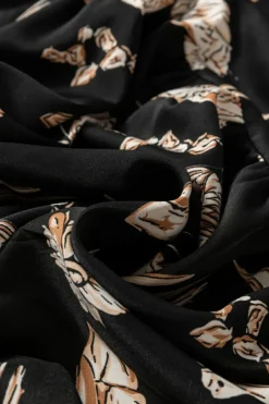 Clearance Dear-Lover Western Print Tiered Ruffled High Waist Maxi Skirt Black