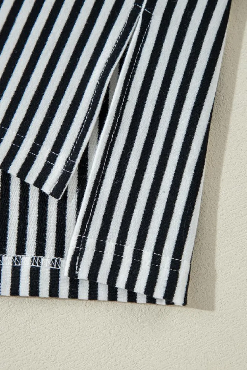 Clearance Dear-Lover Striped Patchwork 3/4 Sleeve Oversize Top Black white