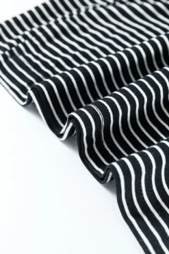 Online Dear-Lover Striped Print Buttoned Wide Leg Sleeveless Jumpsuit Black white