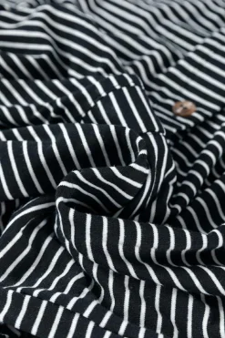 Online Dear-Lover Striped Print Buttoned Wide Leg Sleeveless Jumpsuit Black white