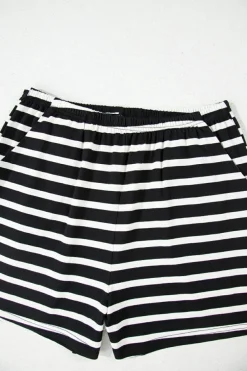 Outlet Dear-Lover Striped Short Sleeve Top and Shorts Set Black white