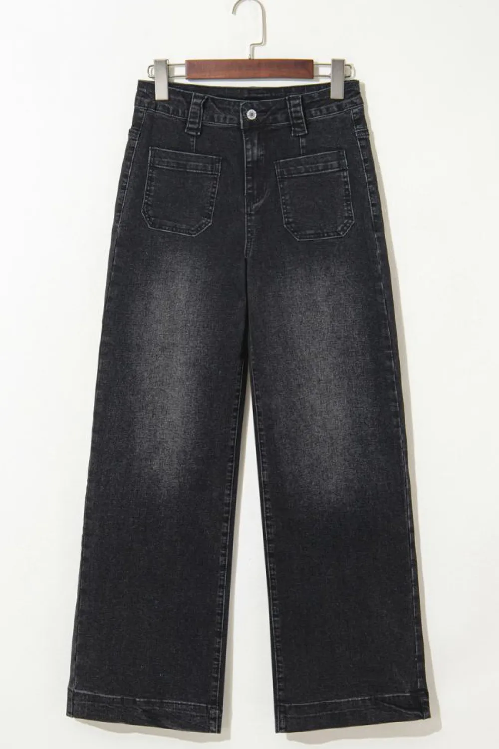 Online Dear-Lover Wide Leg Pocketed High Waist Jeans Black