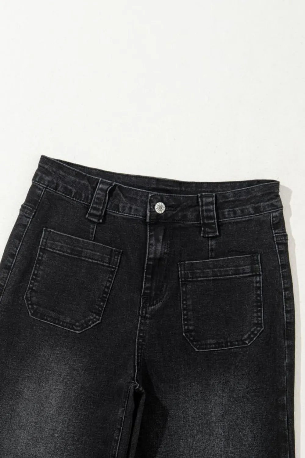 Online Dear-Lover Wide Leg Pocketed High Waist Jeans Black
