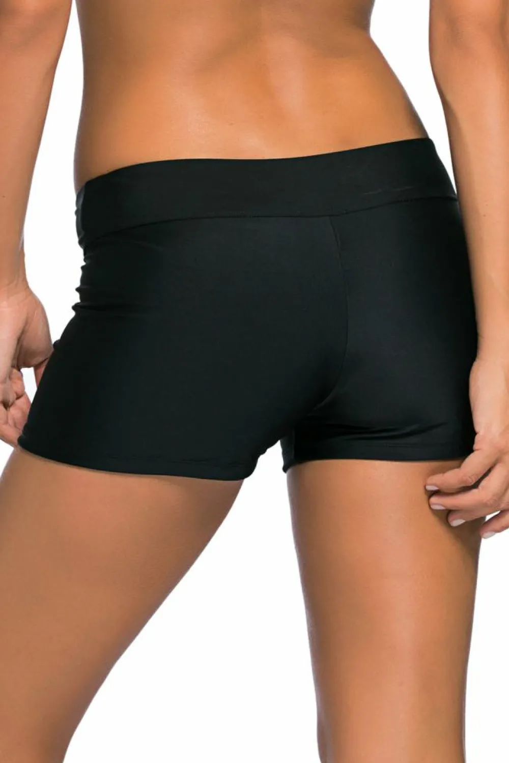 Discount Dear-Lover Wide Waistband Swimsuit Bottom Shorts Black