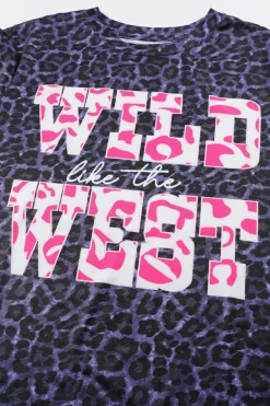 Discount Dear-Lover WILD like the WEST Leopard Tee Black
