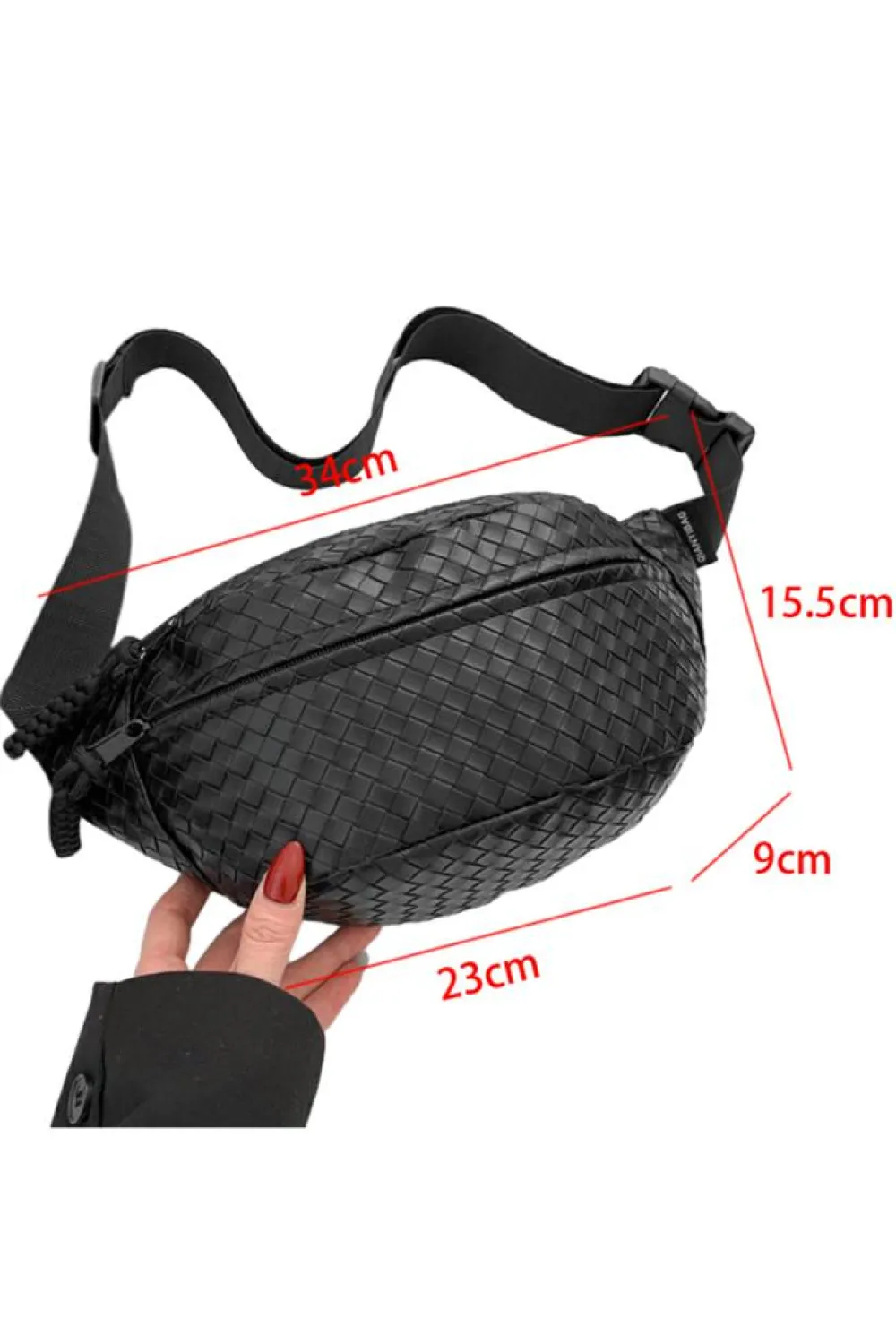 New Dear-Lover Woven Style PU Leather Large Crossbody Bag Black
