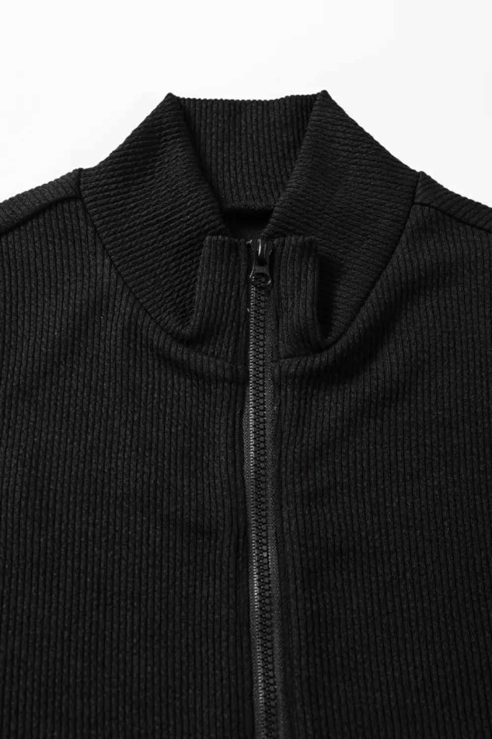 Best Dear-Lover Zip up Mock Neck Ribbed Sleeveless Bodysuit Black