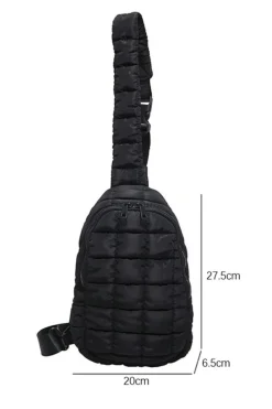 Clearance Dear-Lover Zipper Quilted Puffer Crossbody Bag Black