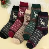 New Dear-Lover 5 Pairs/Set Christmas Reindeer Soft Crew Socks Blackish Green