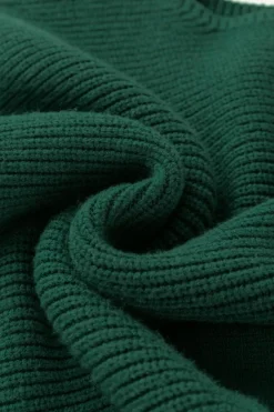 New Dear-Lover Chest Pocket V Neck Ribbed Cap Sleeve Sweater Blackish Green