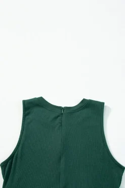 Hot Dear-Lover Cinched Waist Sleeveless Wide Leg Jumpsuit Blackish Green