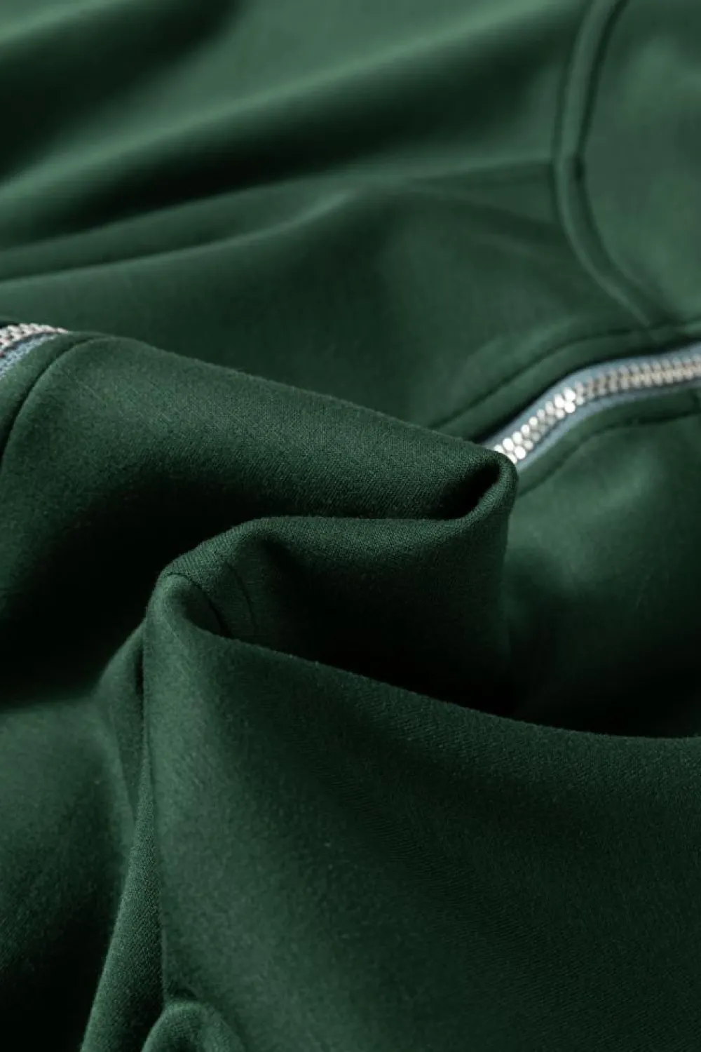 Best Dear-Lover Collared Half Zip French Terry Knit Drawstring Casual Romper Blackish Green