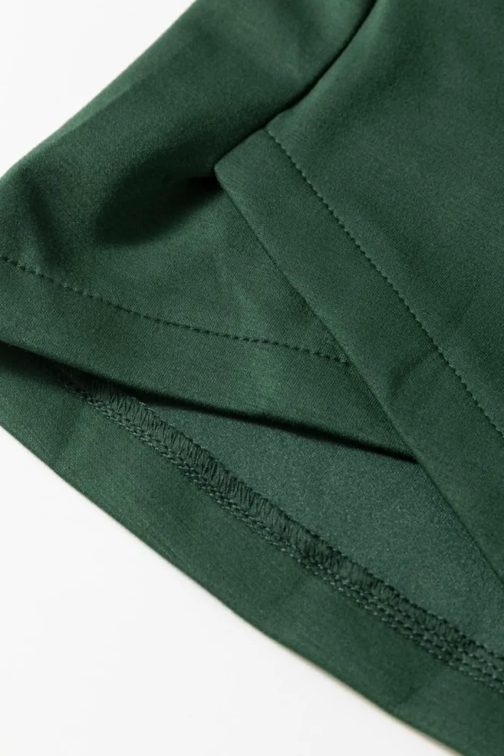 Best Dear-Lover Collared Half Zip French Terry Knit Drawstring Casual Romper Blackish Green