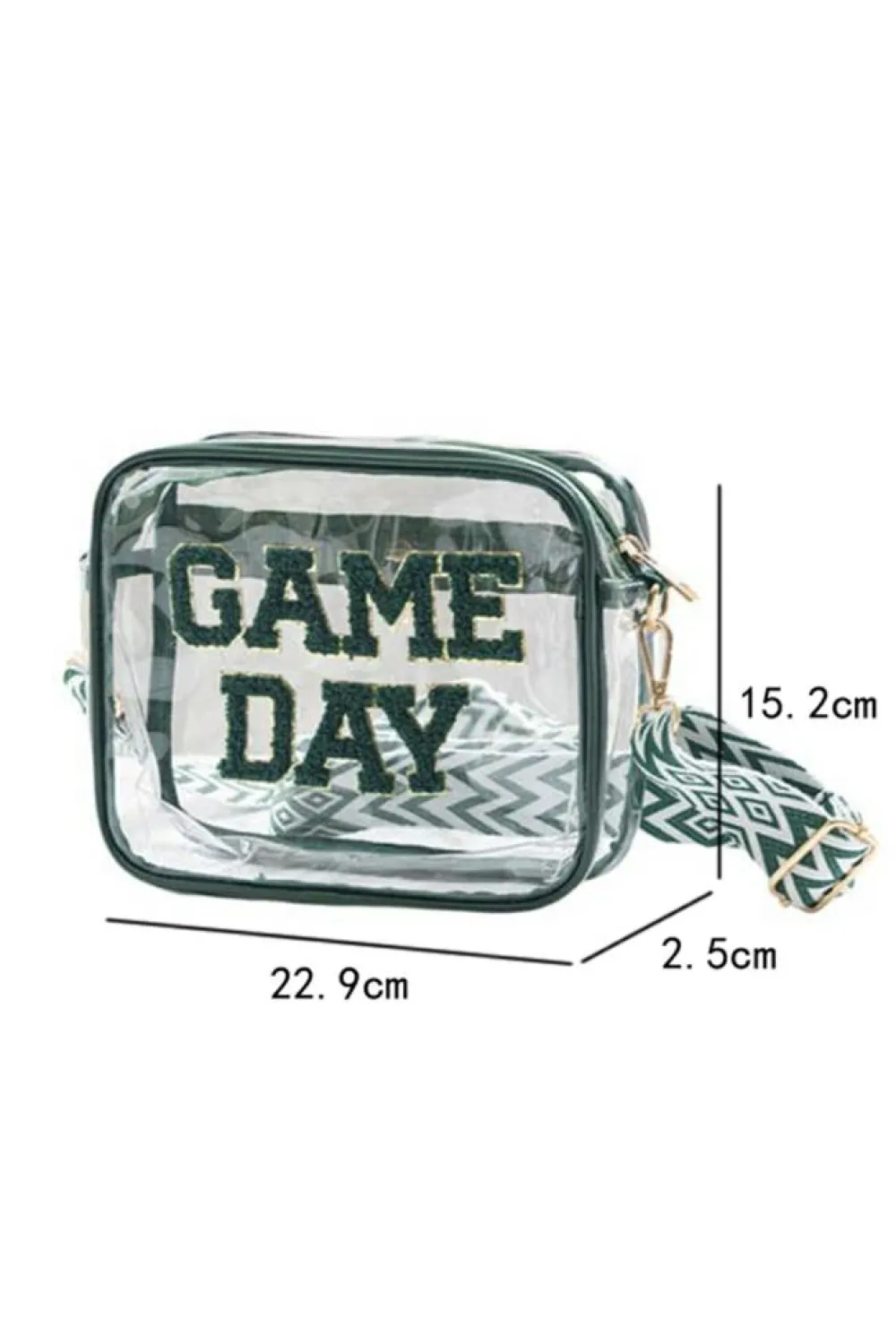 Sale Dear-Lover GAME DAY Chenille Embroidered Clear PVC Shoulder Bag Blackish Green