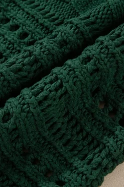 Outlet Dear-Lover Hollow-out Cable Knit Cropped Sweater Blackish Green
