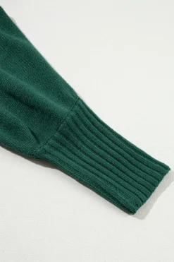 Discount Dear-Lover Merry Letter Embroidered High Neck Sweater Blackish Green