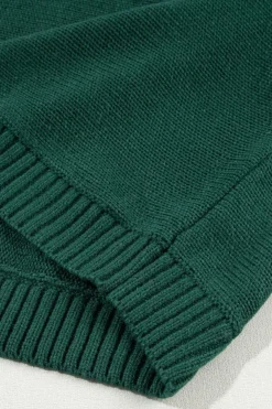 Discount Dear-Lover Merry Letter Embroidered High Neck Sweater Blackish Green