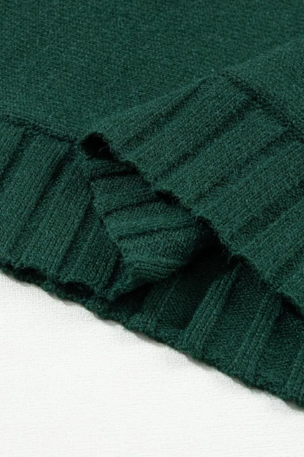 Best Dear-Lover Mock Neck Batwing Short Sleeve Knit Sweater Blackish Green
