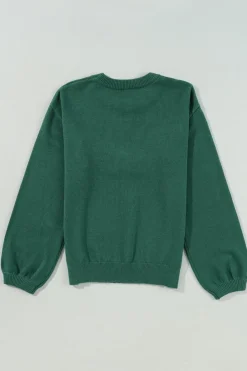 Outlet Dear-Lover Pearl Beaded Merry Casual Sweater Blackish Green