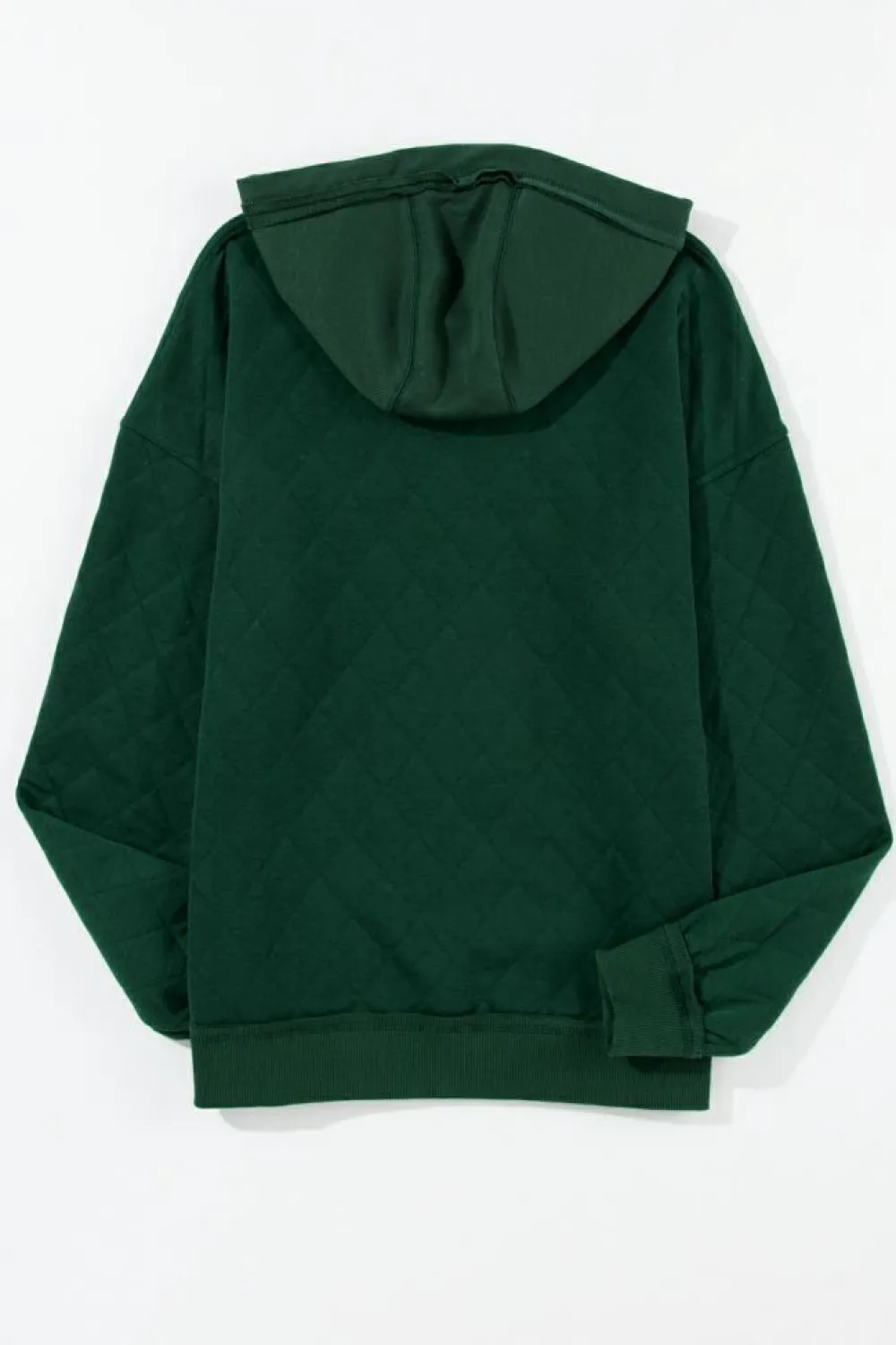 Sale Dear-Lover Quilted Patchwork Exposed Seam Hoodie Blackish Green