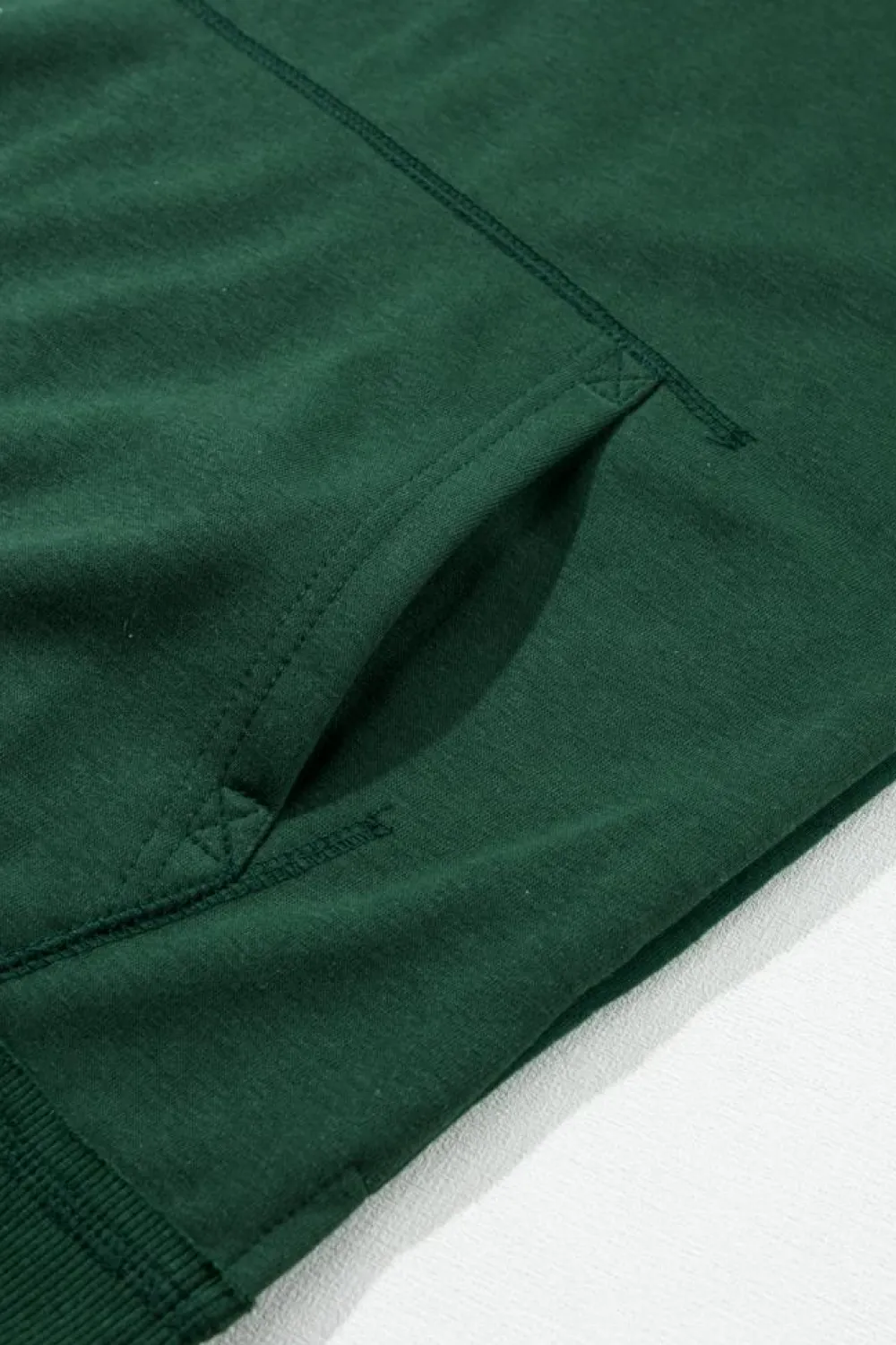 Sale Dear-Lover Quilted Patchwork Exposed Seam Hoodie Blackish Green