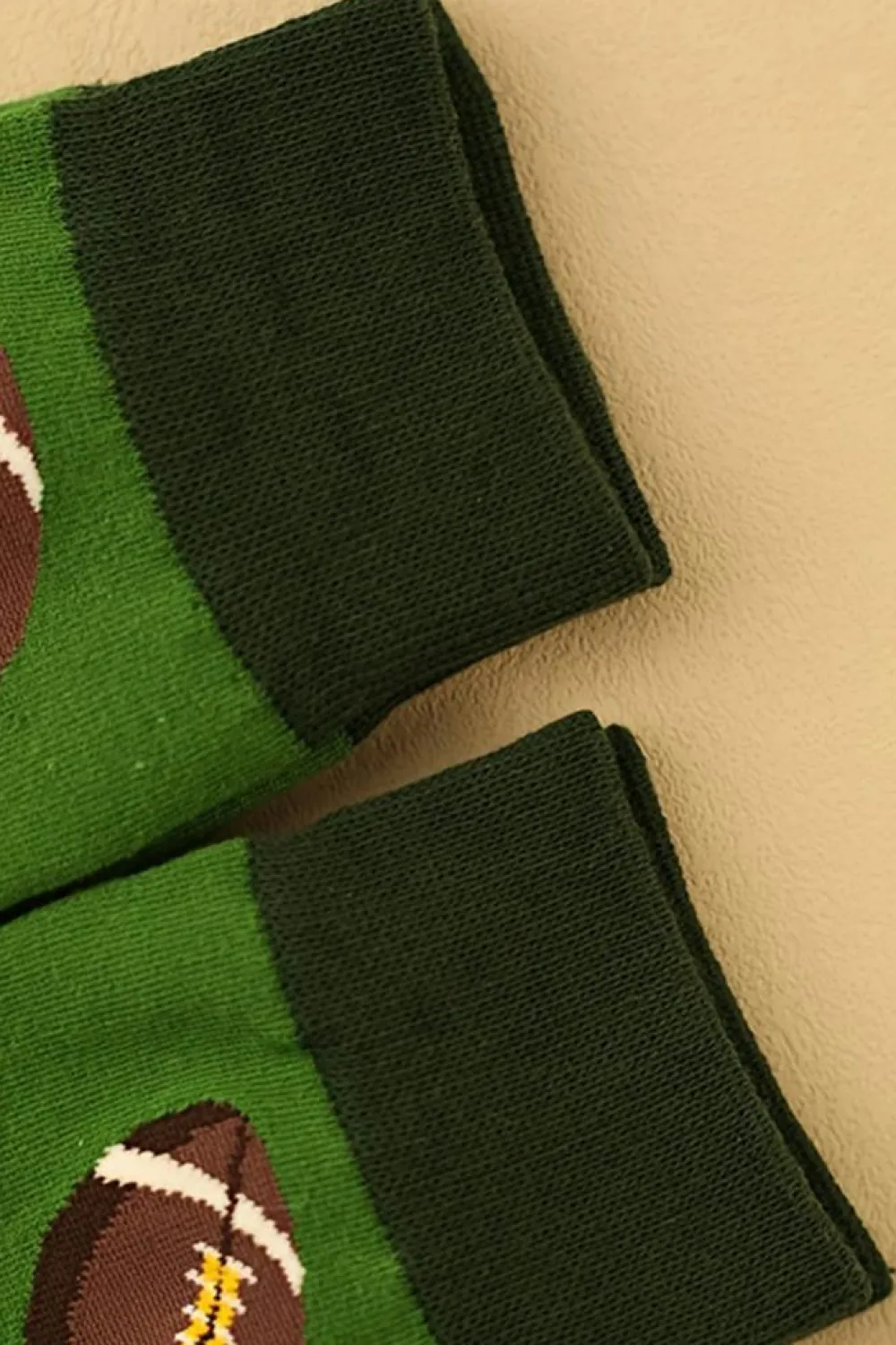 New Dear-Lover Rugby Football Print Mid-length Socks Blackish Green