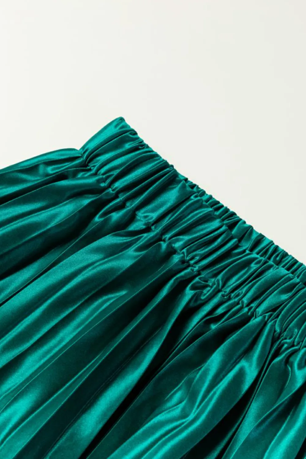 Best Dear-Lover Satin Elastic Waist Pleated Maxi Skirt Blackish Green