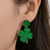 Online Dear-Lover St Patricks Shamrock Shape Stud Earrings Blackish Green