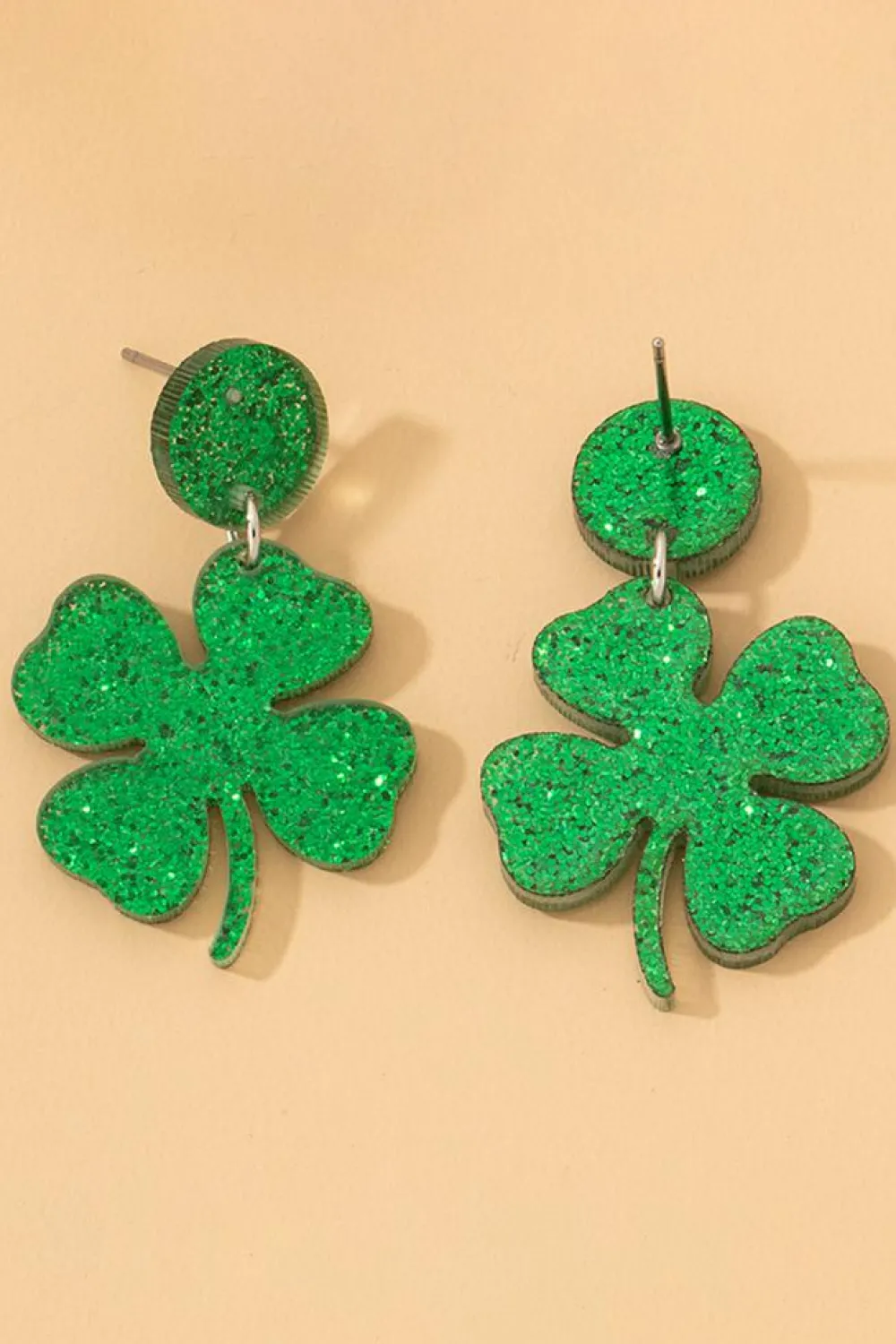 Online Dear-Lover St Patricks Shamrock Shape Stud Earrings Blackish Green