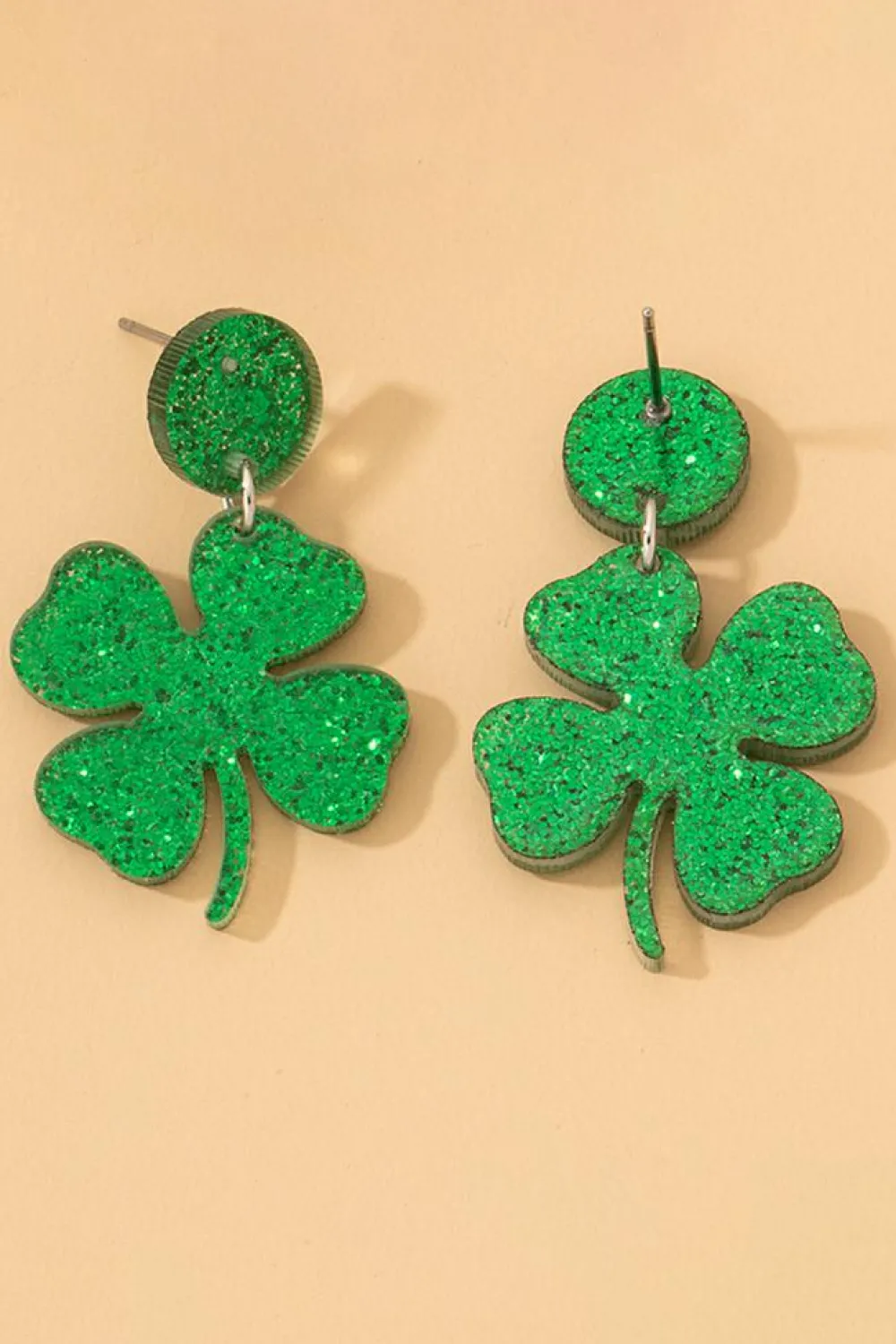 Online Dear-Lover St Patricks Shamrock Shape Stud Earrings Blackish Green