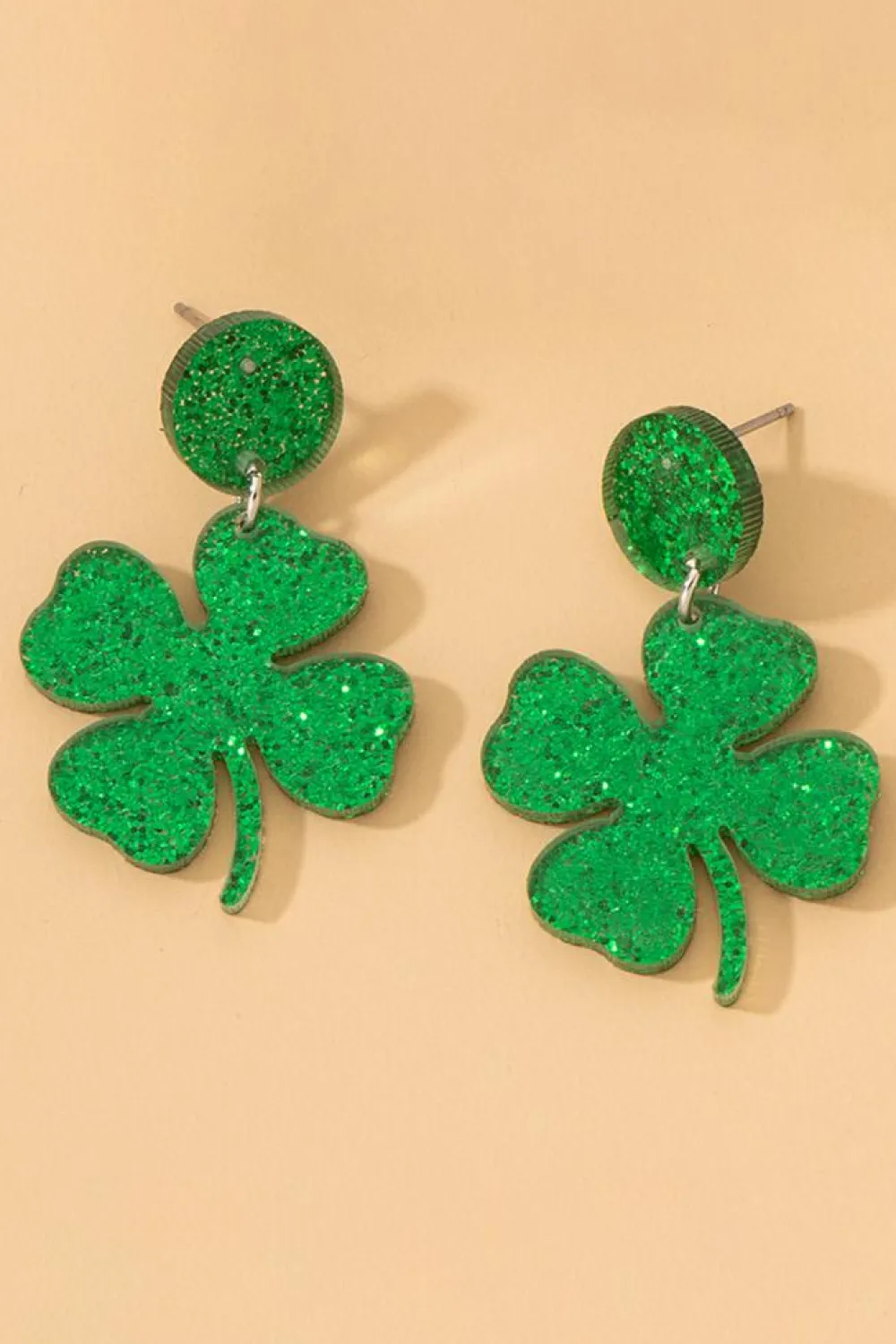 Online Dear-Lover St Patricks Shamrock Shape Stud Earrings Blackish Green