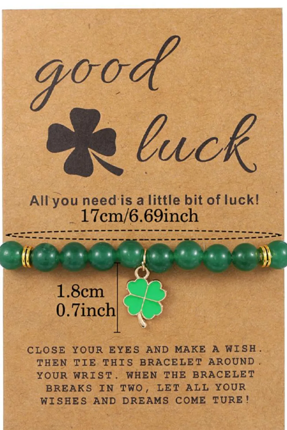 Best Dear-Lover St Patricks Shamrock Beaded Elastic Bracelet Blackish Green