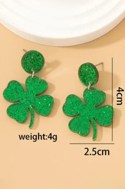 Online Dear-Lover St Patricks Shamrock Shape Stud Earrings Blackish Green