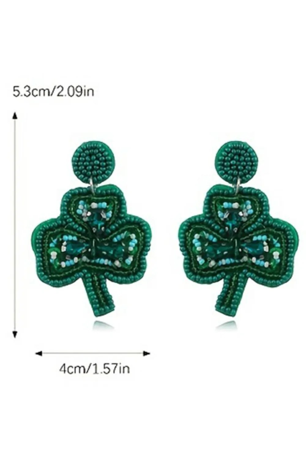 Online Dear-Lover St Patrick Shamrock Rice Beaded Stud Earrings Blackish Green