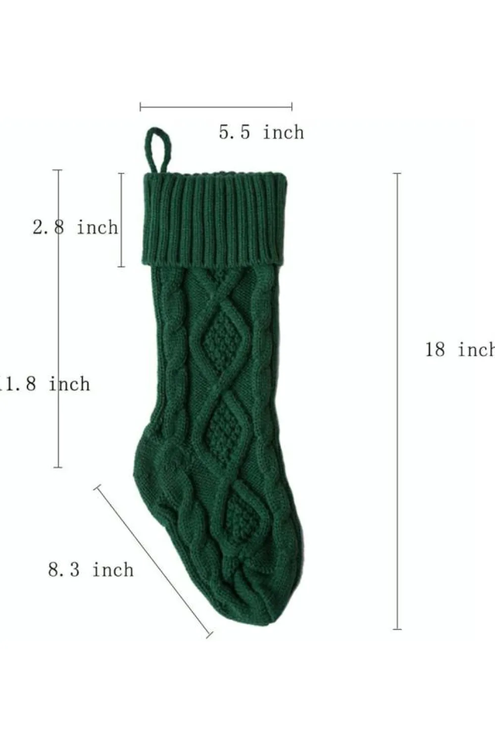 Clearance Dear-Lover Textured Knit Christmas Stocking Ornament Blackish Green